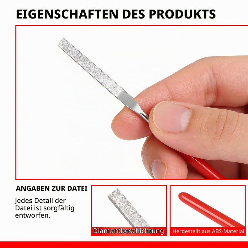 Mini Diamond Needle Files Set 2 x 100 mm for Metal/Wood Pack of 10 | Fine, precise, 2 x 100 mm; for wood/metal/jewellery/model building/3D printing; non-slip handles; for detailed work