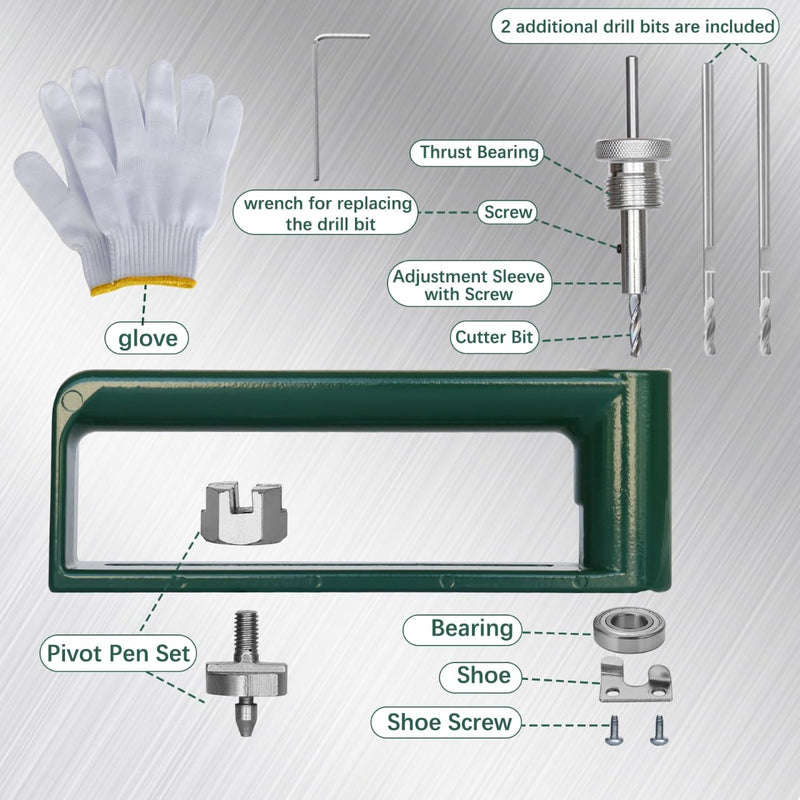 Adjustable Sheet Metal Hole Cutter w/ 2 Drill Bits, 2 to 12" Sheet Metal Saw Circle Hole Cutter for Duct/HVAC/Ductwork/Roofing/24ga Steel and 26ga Stainless Green