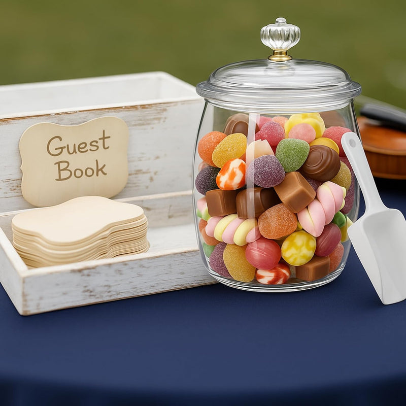 Rocutus Candy & Cookie Jar with Airtight Lid, Plastic Candy Jar Cookie Jar Jar for Pantry Organization, Sugar, Flour, Pasta, Dog Treats, Clear Food Storage Canister & Home Decoration (1.5 Gallon) 1.5 Gallon