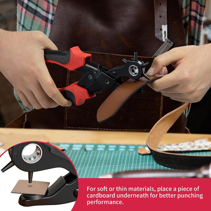 Leather Hole Punch,Belt Hole Puncher for Leather, Revolving Punch Plier Kit,Leather Punch Plier for Leather, Belts, Watches, Handbags, Leather Punch Tool for Belts Diameter : 4.5/4 /3.5/3/2.5/2mm. 17oz
