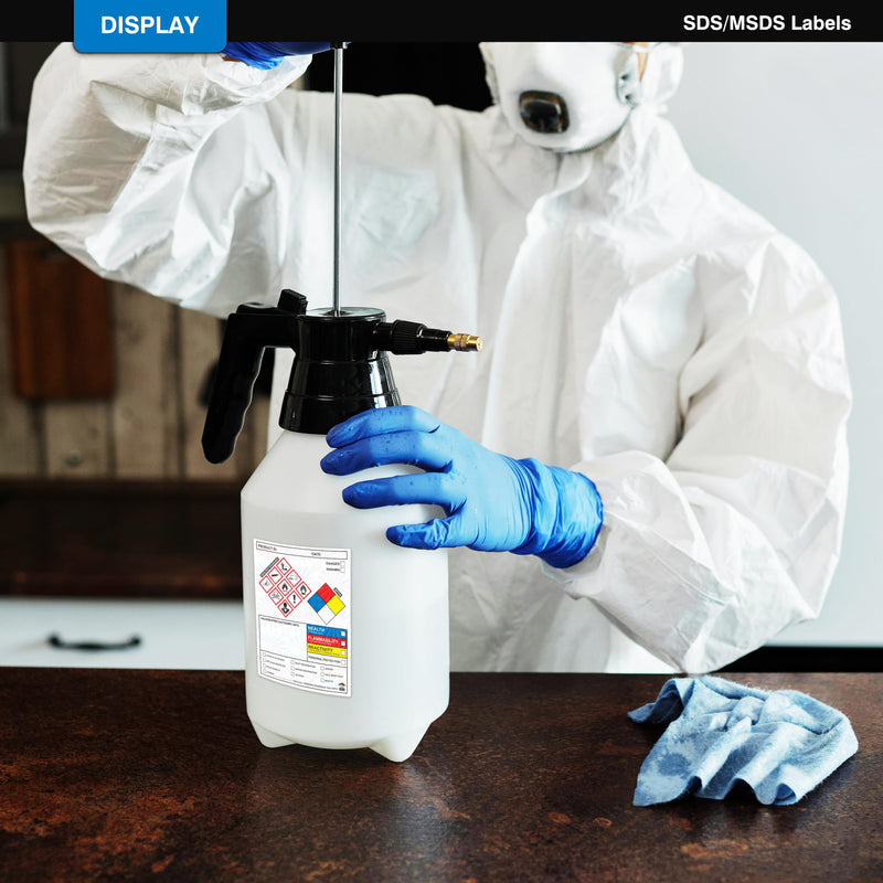 [Australia - AusPower] - SDS OSHA Data Labels 4 x 3 Inches, Roll of 250 Stickers for Chemical Safety, GHS Pictograms & Perforated Edges, HMIS & Hazard Compliant, Secondary Containers SDS Label 