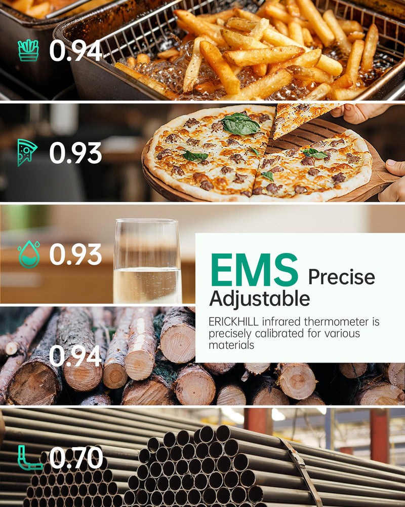 [Australia - AusPower] - ERICKHILL Infrared Thermometer Gun, Dual Mode IR Laser Thermometer with -50°C~800°C and Meat Probe (-50°C~300°C), Non-Contact Digital Thermometer for Cooking, BBQ, and Industrial Use 