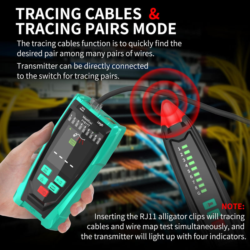 [Australia - AusPower] - Network Cable Tester, Shielded Line Finder, Rechargeable Cable Tracer with Probe Tone, Multi-Function Wire Tracer, Ethernet LAN Network Cat5/6/7 Cable Maintenance Organizer, Telephone Line 