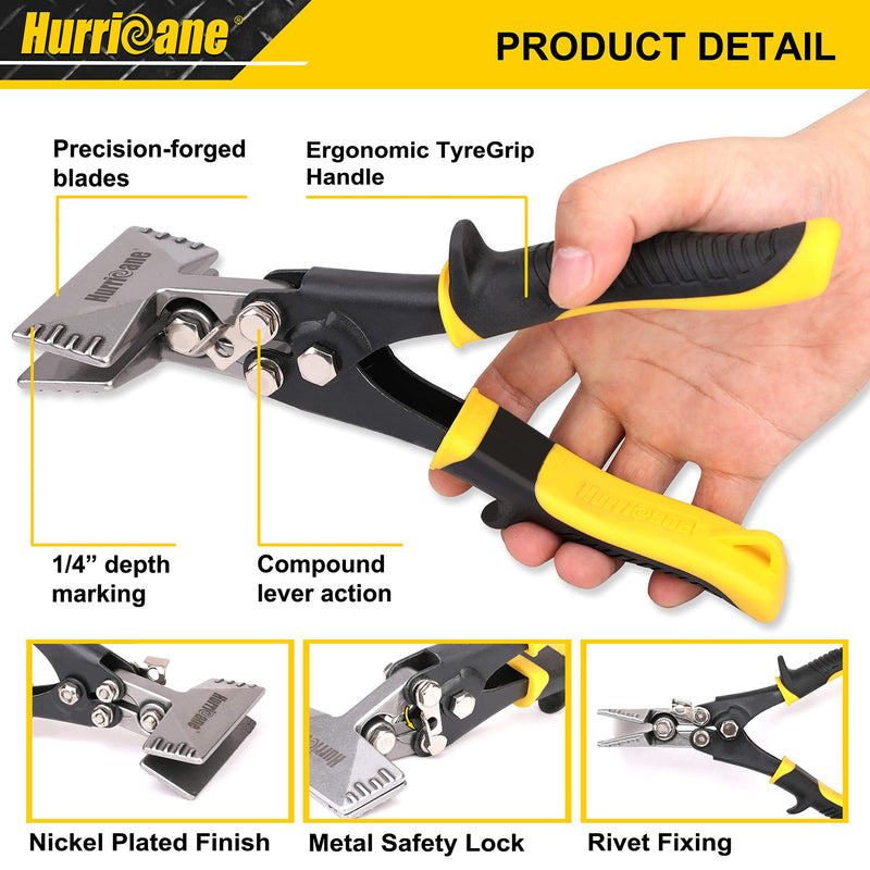 [Australia - AusPower] - HURRICANE Sheet Metal Hand Seamer, 3 Inch Straight Jaw Sheet Metal Bender Tools for Flattening Metal, Ergonomic TyreGrip Handle 3 Inch TyreGrip Ergonomic Handle 