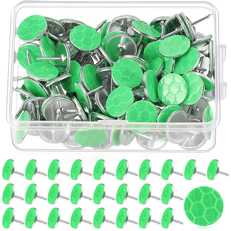 Fullhawl 100 Reflective Tacks Trail Marking Tacks Glow Reflective Mark Trail Markers Thumb Nails for Hunting Hiking Camping Tree Stand (Green) Green