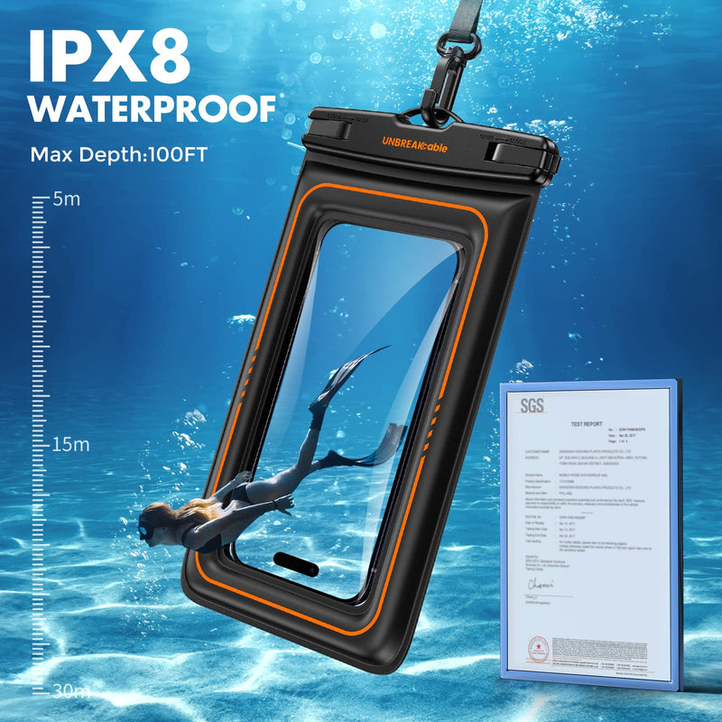 [Australia - AusPower] - UNBREAKcable Waterproof Phone Pouch 2 Pack - IPX8 Floating Waterproof Phone Case Dry Bag for iPhone 15 14 Pro 13 13 Pro Max 12 11 XR XS SE 2022/2020, Samsung S24 S23 S22 S21 FE, Up to 7.0 inch- Black 