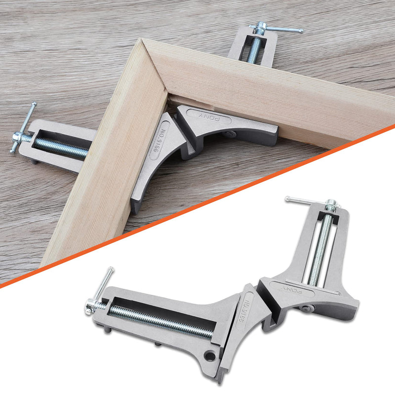 [Australia - AusPower] - PONY 2-Piece 90 Degree Corner Clamp Set, Featured with 3" Maximum Opening, 200 lbs Clamping Force & 1/2" Clamping Height, Aluminum Alloy Body, Adjustable Right Angle Clamps for Multiple Projects 