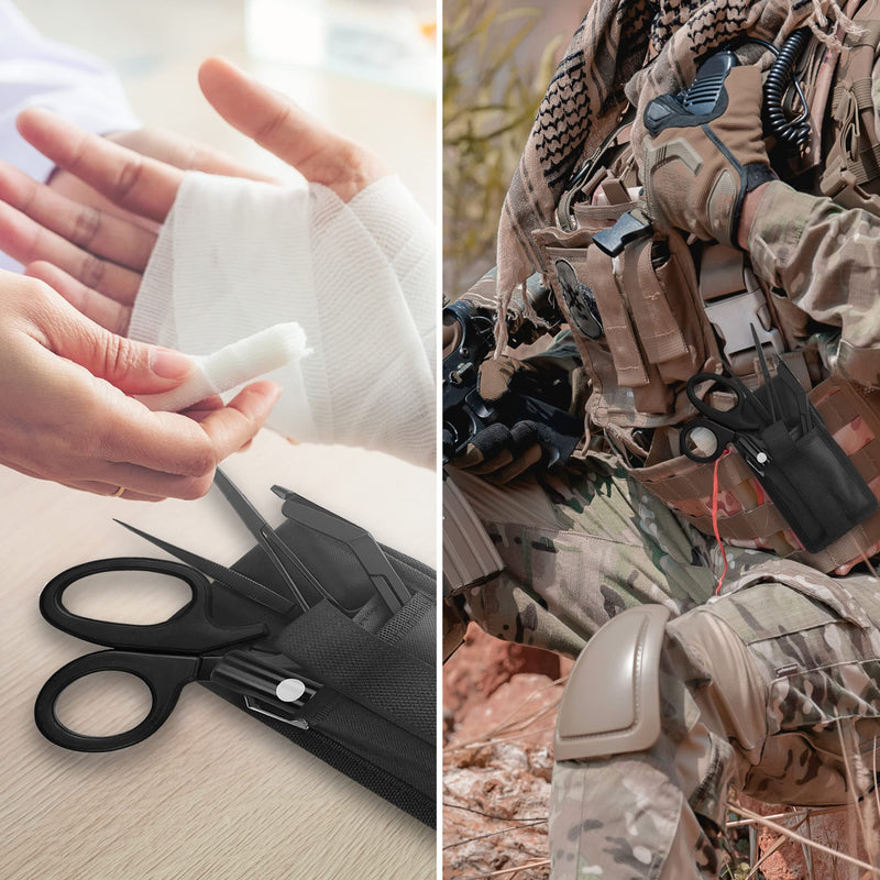 [Australia - AusPower] - Quick Response EMT Tactical Medical Tool Kit - Adjustable Belt Pouch, EMT Shears, Bandage Scissor, Forceps, Hemostat, and Pupil Light 