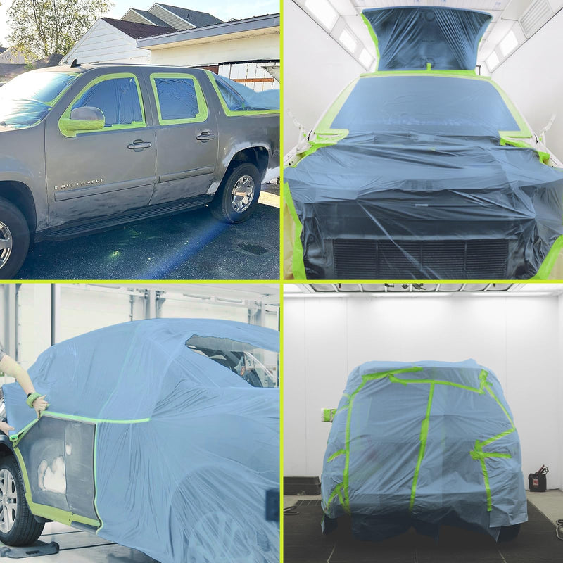 Tangibay Pre-Taped Masking Film for Painting - 56" x 66' Painters Plastic Sheeting for House & Automotive Paint, Tape and Drape for Covering Cars, Walls, Windows and Furniture Protection (2 Rolls) 2 Rolls: 56"x66'