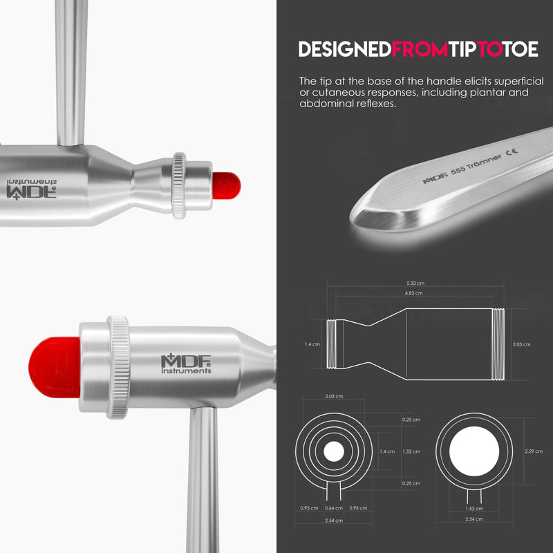 [Australia - AusPower] - MDF Instruments, Tromner Neurological Reflex Hammer with Pointed tip Handle for cutaneous and Superficial responses - Free-Parts-for-Life & Lifetime Warranty - Red (MDF555-02) 