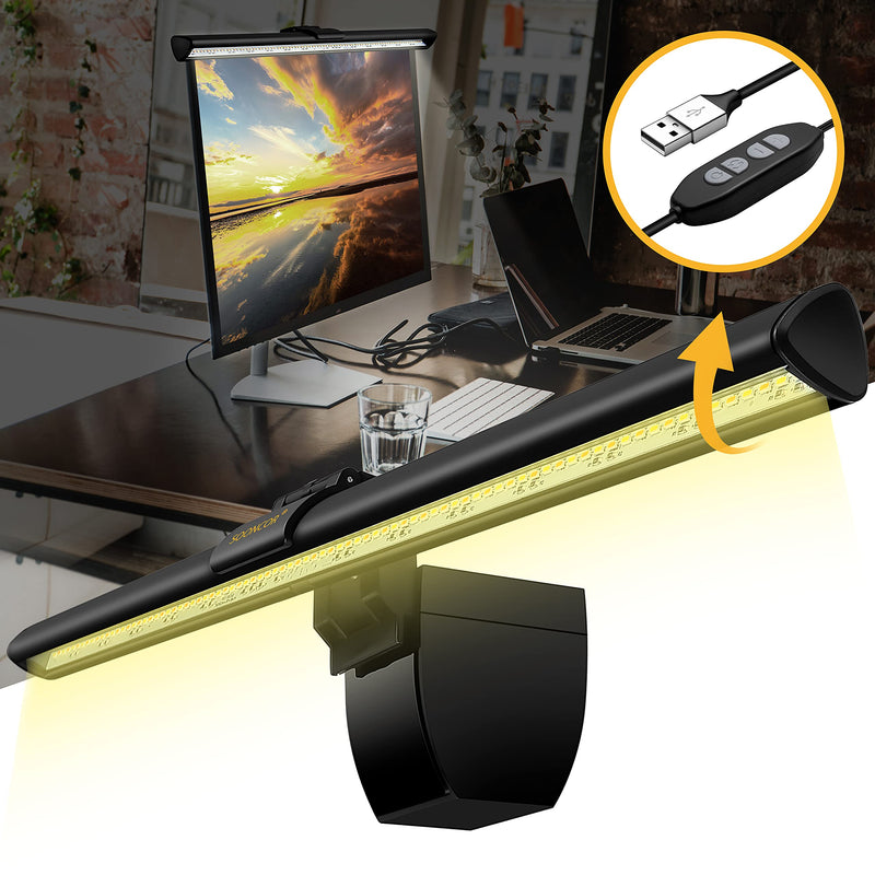 [Australia - AusPower] - Computer Monitor Light Screen Light Bar e-Reading LED Task Lamp, 3 Color Modes, USB Powered,No Screen Glare, Dimmable Desktop Monitor Lamp for Desk/Office/Home 