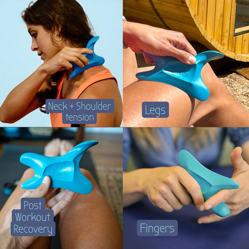The Wave Tool, The Ultimate Soft Tissue Release Tool. Patented, Ergonomic Scraping and Massage Tool for Trigger Points, fascial Release, Muscle Aches, Pain, tendonitis, Scar Tissue, Athletic Recovery Deep Sea Teal