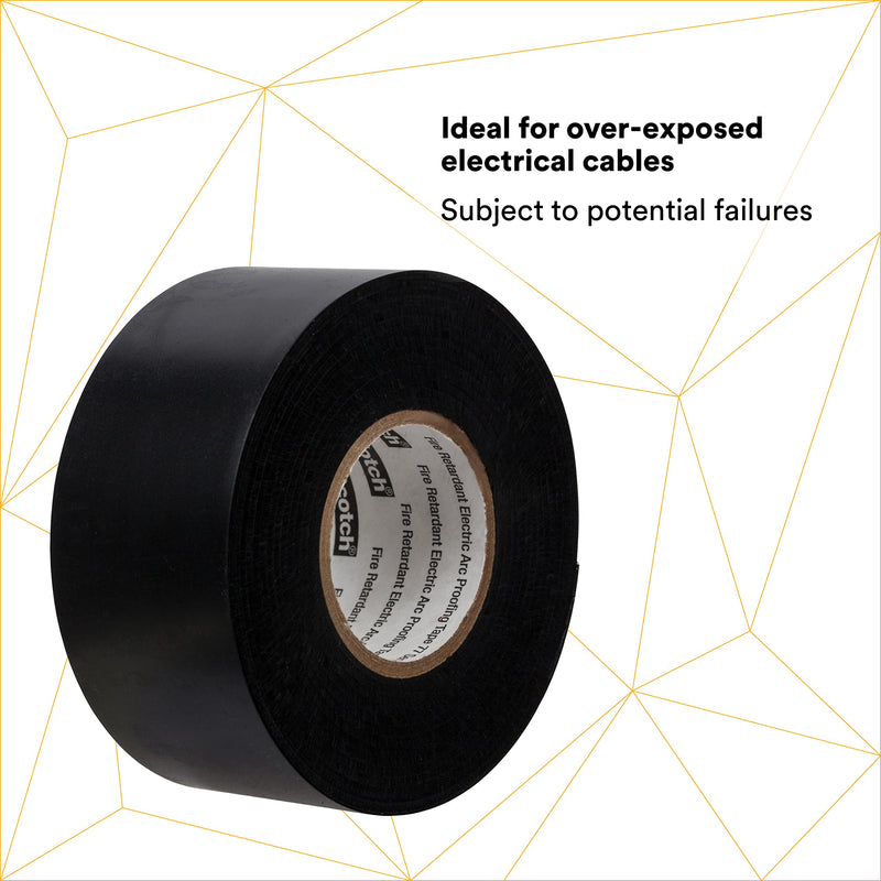 3M Scotch Fire-Retardant Electric Arc Proofing Tape 77, 3 in x 20 ft, Black, 1 Roll, UL Listed and RoHS 2011/65/EU Compliant 3" x 20'