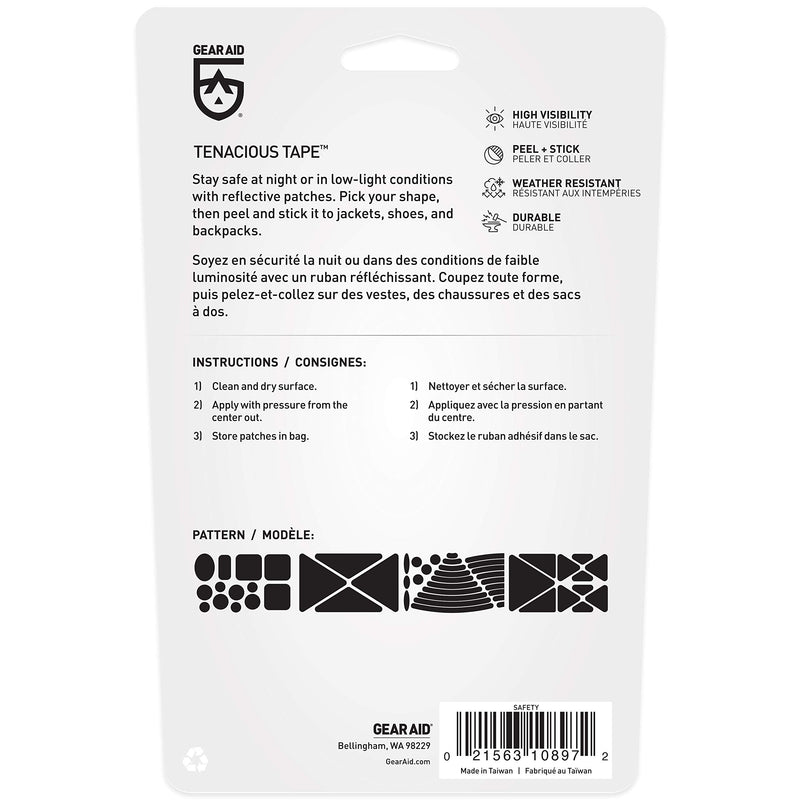 Gear AID Tenacious Tape Reflective Roll for Adding Visibility to Safety Jackets, Rain Gear, Bike, Shoes and Outdoor Gear, Various Sizes Reflective Patches