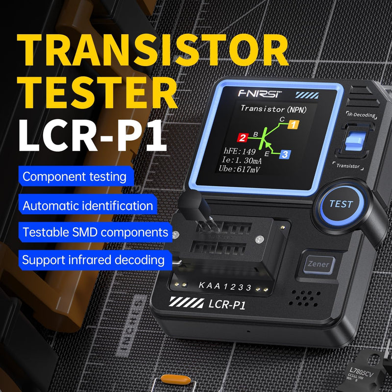 Transistor Tester, Multifunctional Portable SMD Component Tester Diodes Triodes Zener Diode Tester, Resistance Inductance Battery Tester, LCR Meter/MOS/PNP/NPN/ESR Meter