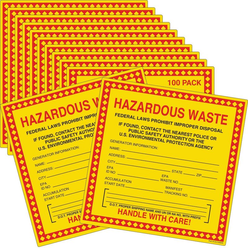 Print.Save.Repeat. Hazardous Waste Labels 6x6 [100 Sheets Shrinkwrapped]