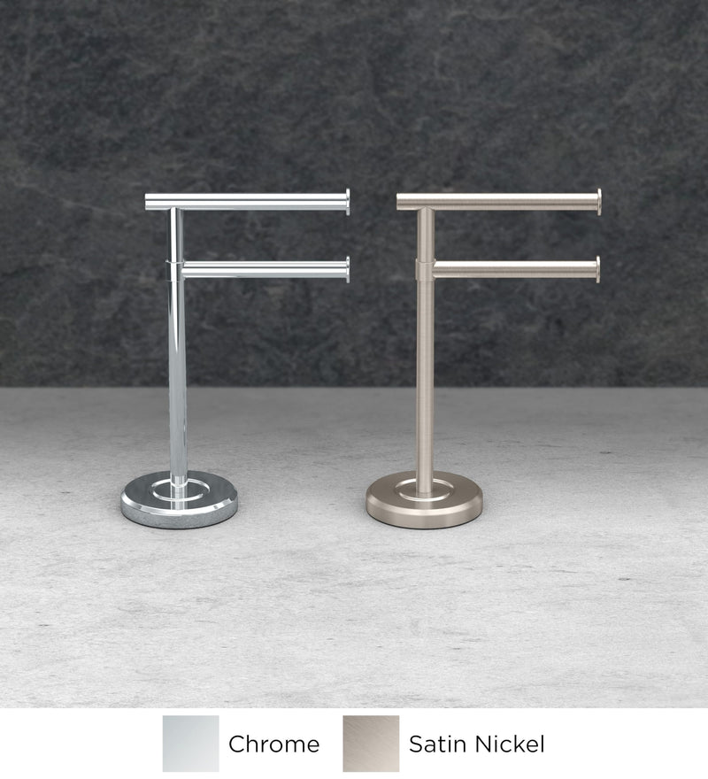 Gatco 1472C Latitude II Minimalist Bathroom Counter Top 2-Arm Pivot Hand Towel Holder, 12" Height, Chrome
