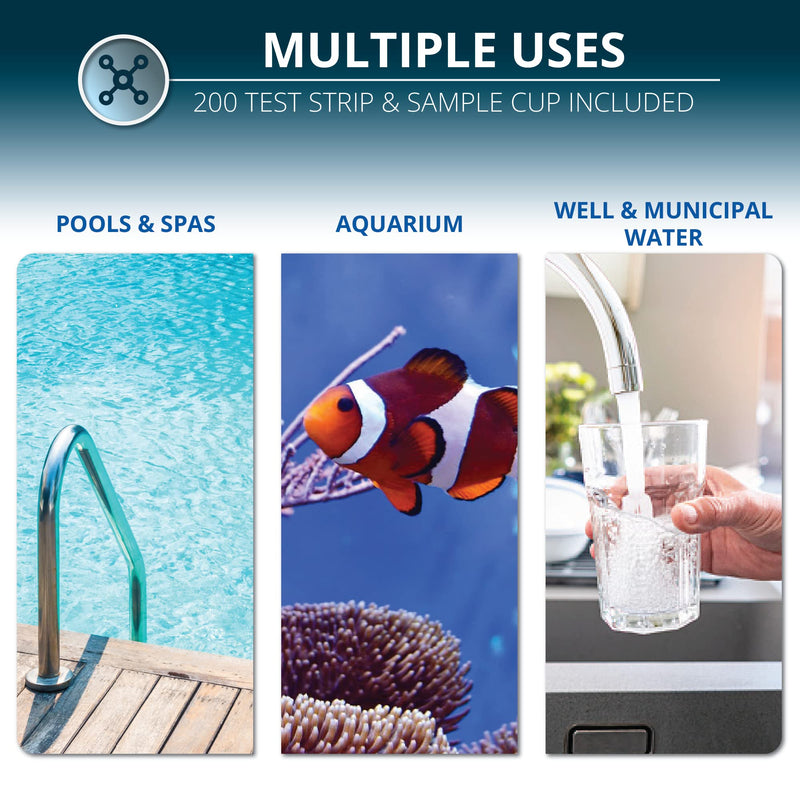 [Australia - AusPower] - Water Hardness Test Kit - 200 Hard Water Testing Strips with DoubleCheck, Sample Cup and Individually Wrapped 