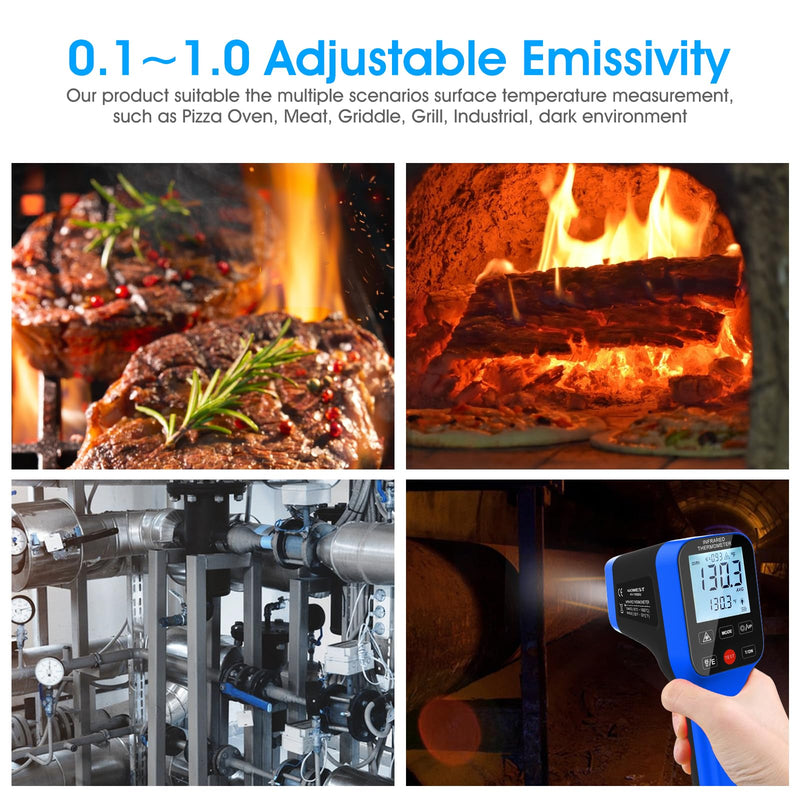 AIOMEST High Temp Thermometer Gun -58℉~2912℉, Pyrometer D:S=30:1 Dual Laser Industrial IR Temperature Meter w/Touch Buttons (NOT for Human Temp) blue