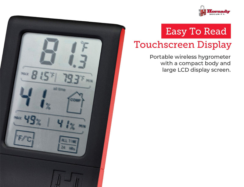 [Australia - AusPower] - Hornady Digital Hygrometer, 95909 - Indoor Temperature and Humidity Monitor with Touchscreen LCD Display - Ideal Room Thermometer Hygrometer for Gun Safes & Cabinets, Closets, Workbench & More 