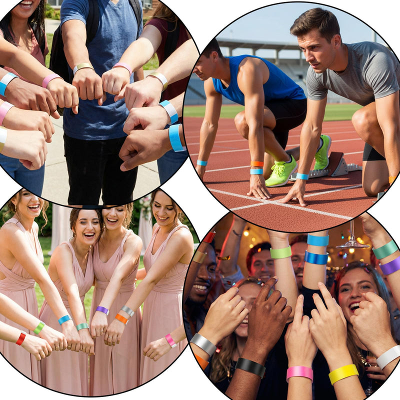 2400 Packs Paper Wristbands for Events Neno Color Waterproof Wrist Bands Armband Paper Bracelets Concert Identification Wristbands for Party Bar Entrance Admission (Multicolor)