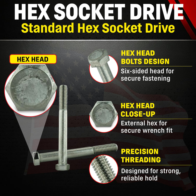 Stainless 7/16-14 x 4" Hex Head Bolts (3/4" to 5" Lengths Available in Listing), 304 Stainless Steel, 10 Pieces (7/16-14 x 4") 7/16-14 x 4"