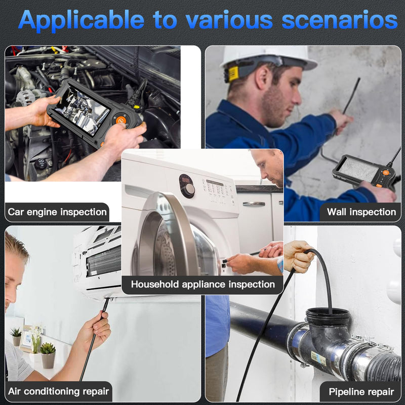 [Australia - AusPower] - Endoscope Camera with Light - 4.3" LCD Screen Inspection Camera | IP67 Waterproof Borescope with 8 Adjustable LED Lights | HD 1080P Endoscope Camera with 16.5ft Semi-Rigid Cord Gadgets for Men Black 