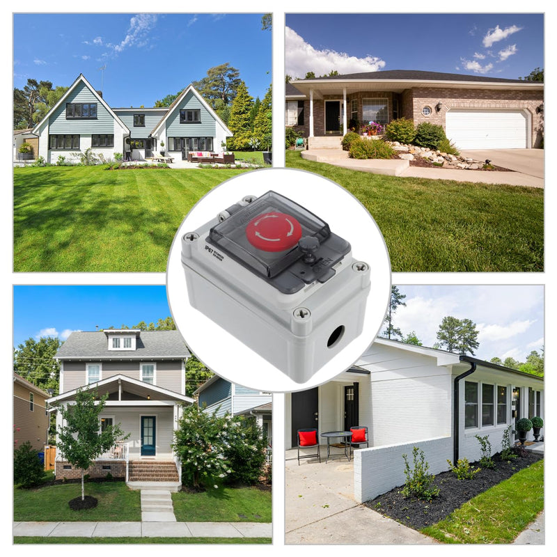 [Australia - AusPower] - SOLUSTRE Waterproof switch box with emergency stop button and control button for outdoor use, multifunctional push button for emergency stop and start, easy installation, robust materials 