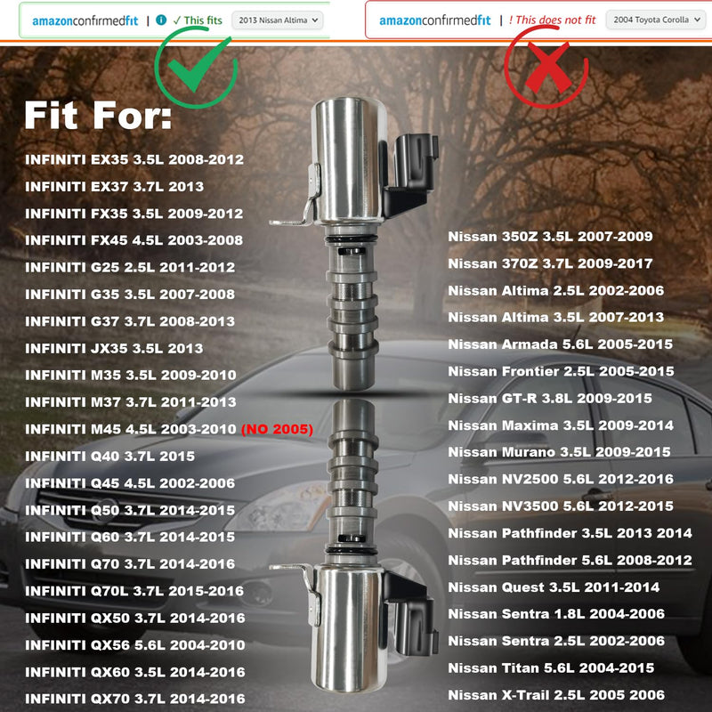 [Australia - AusPower] - Intake & Exhaust 237966N200 Variable Valve Timing (VVT) Solenoid Fit for INFINITI EX35 FX45 G37 M37 M45 Q45 Q70 QX50 QX56 QX60, for Nissan 370Z Armada Frontier, Oil Control VVT Valve Replace# TS1043 