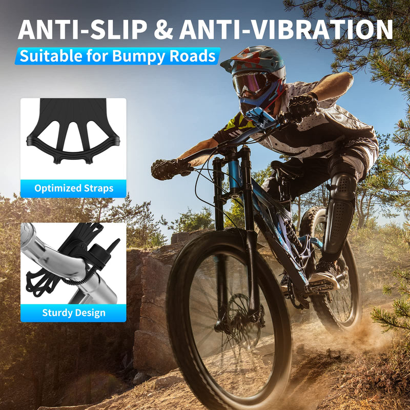 [Australia - AusPower] - VUP Bike Phone Mount Detachable, Universal Bicycle Phone Holder with 360° Rotatable Silicone Mount for iPhone 15/14/13/Pro Max/Pro/mini/12/11/Xs/Max/Xr/X/7/8/Plus and 4.0''~6.7'' Cellphones Black-Detachable 