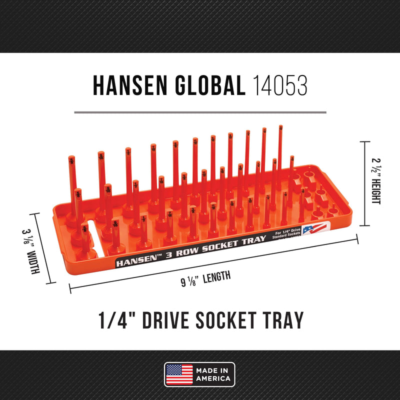 Hansen Global 3 Row Socket Holder, Orange, Pack of 4 (92005) Orange, 4 Pack