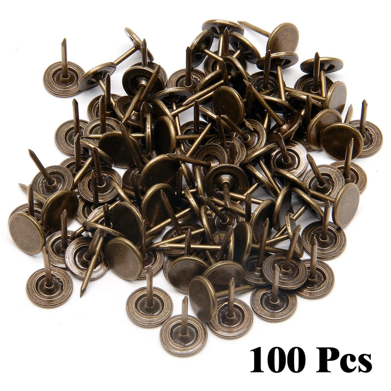 [Australia - AusPower] - Bronze Flat Head Upholstery Tacks, Decorative Tack, Furniture Tacks Pins 11mm x 17mm / 0.43 Inch x 0.67 Inch, Upholstery Nails for Sofa, Door, Jewelry Box(100Pcs) style4 