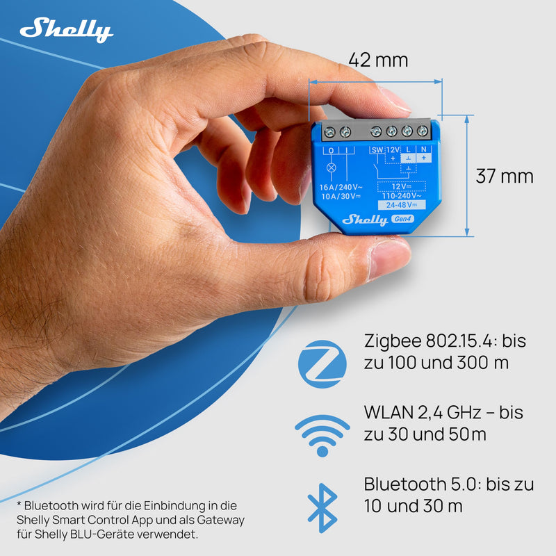 Shelly 1 Gen4 WLAN Smart Relay Switch, Potential-Free Contact, 1 Channel, 16 A, Light Switch, Garage Door Opener, Smart Home, Timer Switch, Alexa & Google, Matter, Zigbee, No Hub Required Shelly 1 Gen4 1 Stück