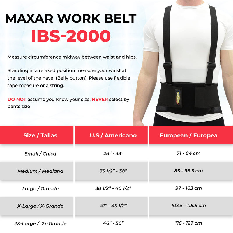 [Australia - AusPower] - Industrial Back Brace for Work, Adjustable Double Pull & Removable Suspenders/Straps, Ideal for Lumbosacral Back Pain Relief & Heavy Lifting, 8" Wide, Unisex (Black, Large) 