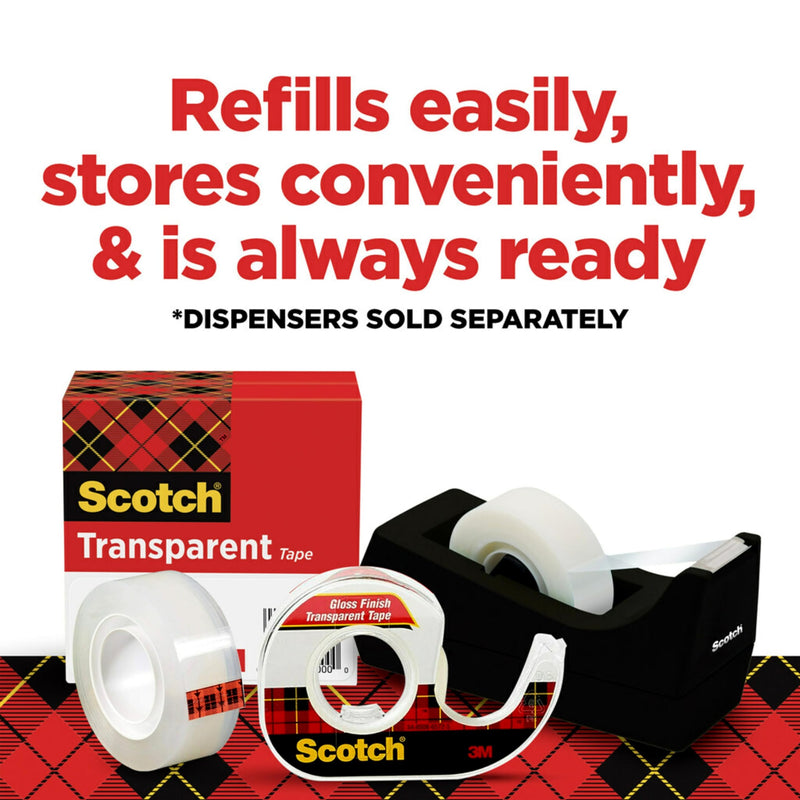 Scotch Transparent Tape with C60 Desktop Dispenser, Versatile, Cuts Cleanly, Engineered for Office and Home Use, 3/4 x 1000 Inches, Boxed, 12 Rolls, 1 Dispenser 12 Rolls + Dispenser