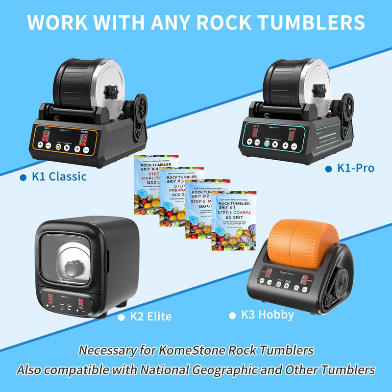 [Australia - AusPower] - Rock Tumbler Grit and Polish Refill Kit - 4 Bags Sample Pack, 4-Step Tumbling Refill Media Kit, Works with Any Rock Polisher, Rock Tumbler Supplies 