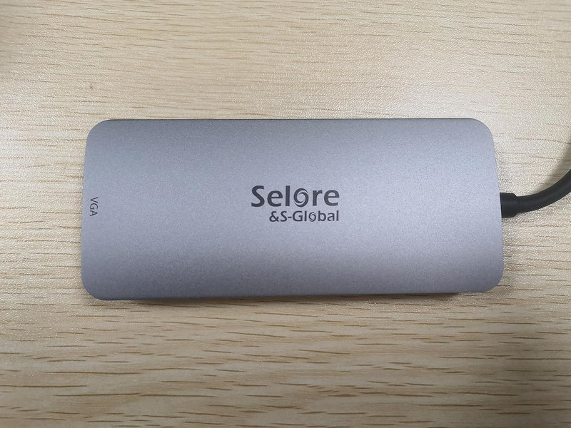 [Australia - AusPower] - USB C Docking Station Dual HDMI Monitor Adapter, Selore USB C Hub 3 Monitors Adapter with Dual HDMI, Displayport, VGA, 100W PD Charging, 2USB A 2.0,USB C 2.0 Ports Adapter for Dell XPS,HP, Lenovo,etc Gray+PD 