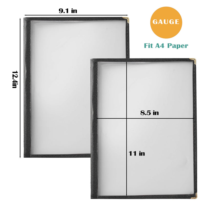 [Australia - AusPower] - Menu Covers 8.5 x 11 Inch Restaurant Menu-Holder - 2PCS 4 Page 8 View Transparent Menu Sleeve,Fits A4 Size Paper for Restaurant Menu Home Shool Office Daily (Black) 2 
