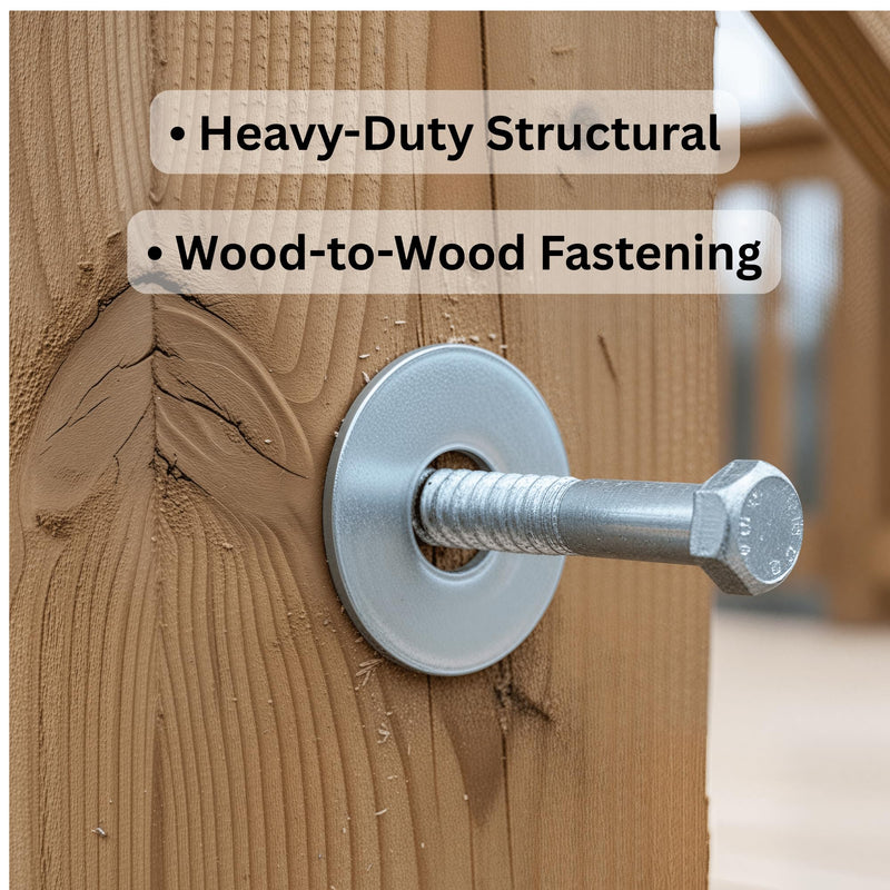 3/8 in x 6 in Hot Dip Galvanized Lag Bolts – Heavy-Duty Hex Head Structural Screws for Decks, Posts & Framing | A307 Steel | Exterior Wood Fasteners | 10-Pack 3/8" x 6"