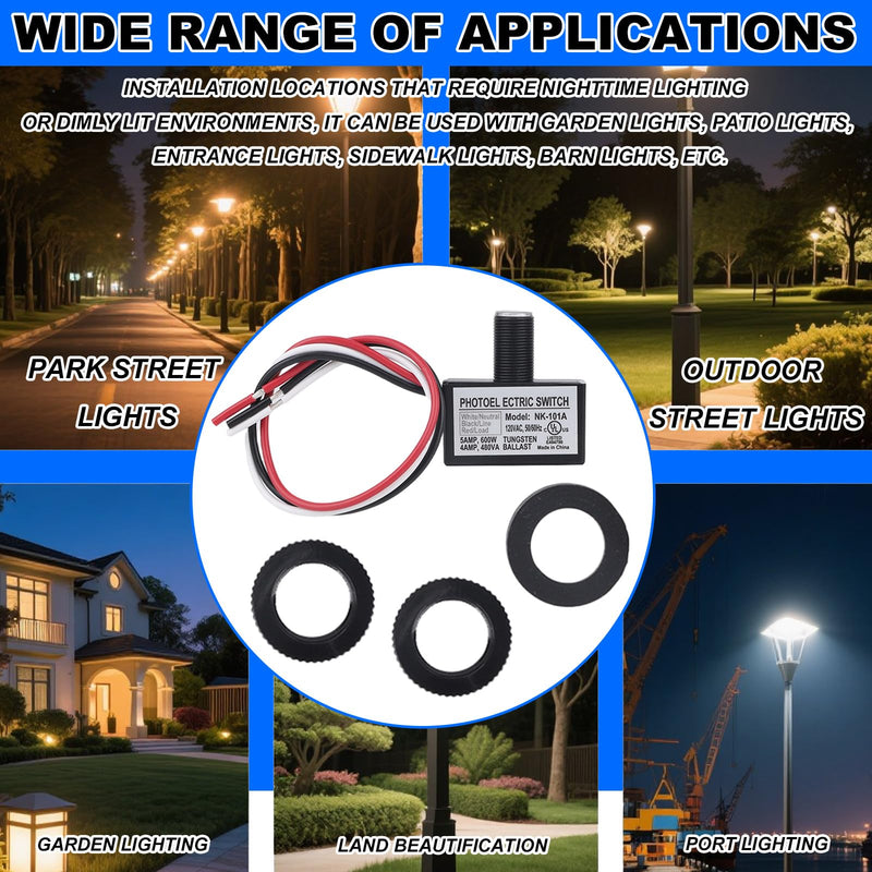 [Australia - AusPower] - 2pcs 105V-130V AC Photocell Light Sensor, Dusk to Dawn Eye Daylight Control Switch Sensor with Nuts and Washer for Outdoor Lighting Photoelectric 2 