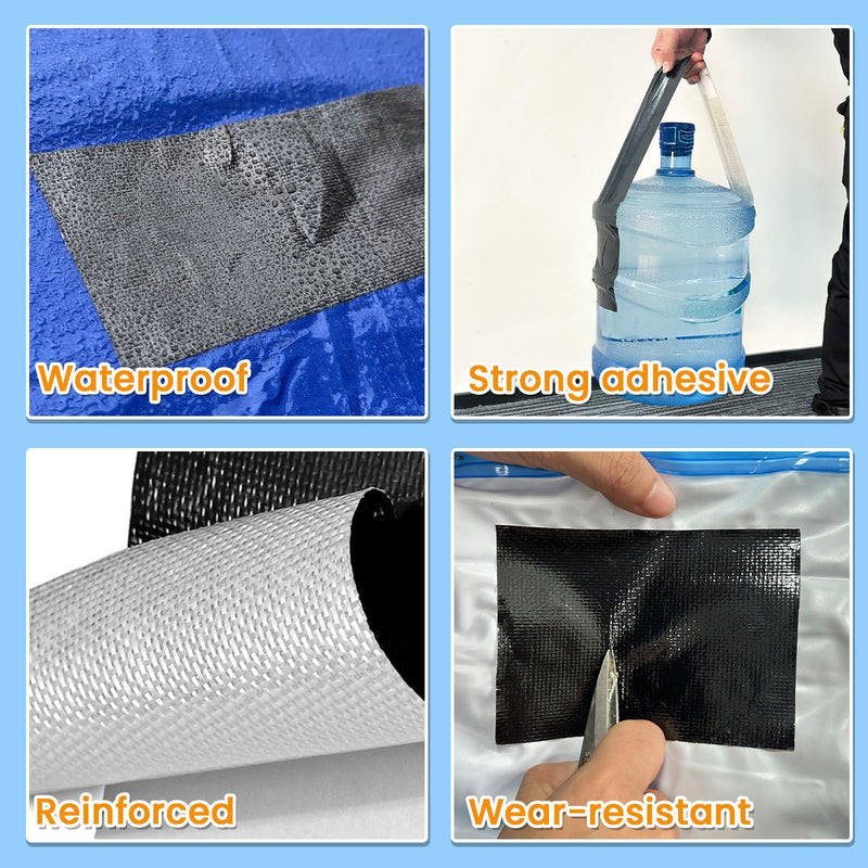 [Australia - AusPower] - Waterproof Repair Tape for Fabric, Awning, RV Roof, Underbelly, Tarp, Tent, Sail and Boat Cover Outdoor Repair Patch, Heavy Duty, UVproof, Multipurpose Black 