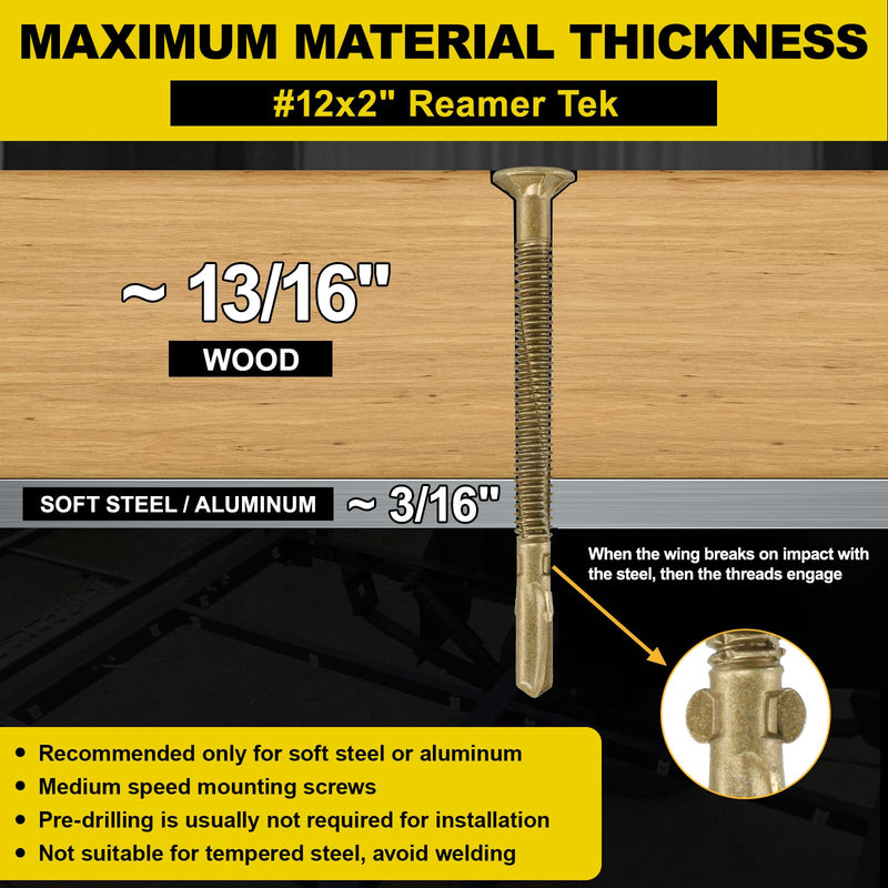 [Australia - AusPower] - #12 x 2" Trailer Deck Screws, Self-Drilling Screws for Metal, 79Pcs T25 Star Bits Reamer Tek Screws for Trailers, for Attaching Wood to Steel or Aluminum #12 x 2in 79Pcs 