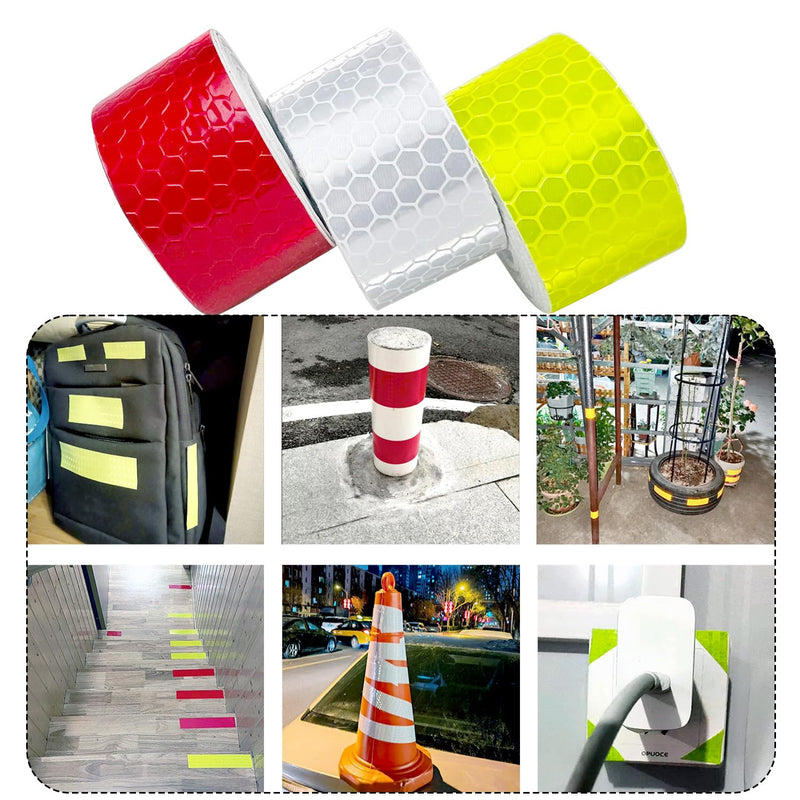 3 Rolls Reflective Tape Outdoor Waterproof, Reflective Warning Tape, Trailer Reflectors, Safety Reflective Strips, Nighttime Reflective Stickers, for Car Bike Baby Stroller Helmet, 1 Inch x 30 Ft