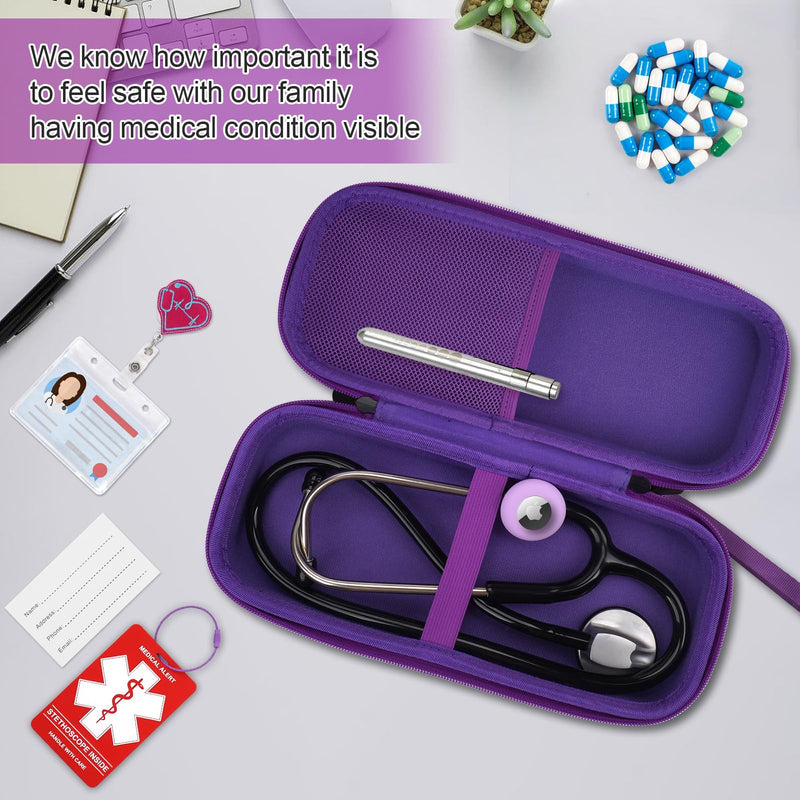 [Australia - AusPower] - MGZNMTY 6 Pcs Stethoscope Case Kit, Perfect Nurse Gift Include Hard Stethoscope Case for 3M Littmann Classic III, AirTag Holder, Medical Alert Label, ID Card, Nurse Badge Clip, Carabiner (Galaxy) Galaxy 