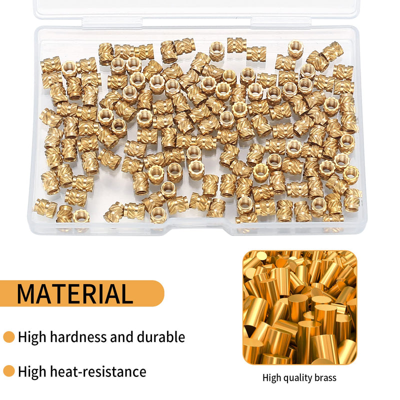 150 Pcs M3 Threaded Inserts, Brass Knurled 3D Printing Nuts, Embedment Twill Brass Thread Screws Heat Set, Thread Knurled Heat Brass Nut for 3D Printing, Automotive Plastic Shells - M3*4.6x5.7 mm