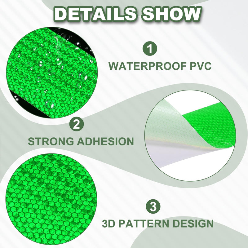 Reflective Tape PVC Strong Adhesive Safety Warning Reflector Tape, 10 Feet x 4 Inch Outdoor Waterproof Conspicuity Fit for Trailers Trucks Vehicles Bikes (Green) Green