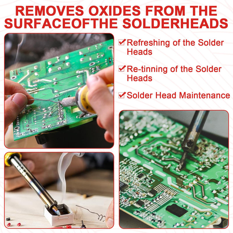 1 x Soldering Tip Cleaner, Soldering Tips Reactivator, Lead-Free, with 2 mm x 1.5 m Desoldering Wire, Gently Removes the Oxide Layer, Easy to Use, Small and Portable (30 G)