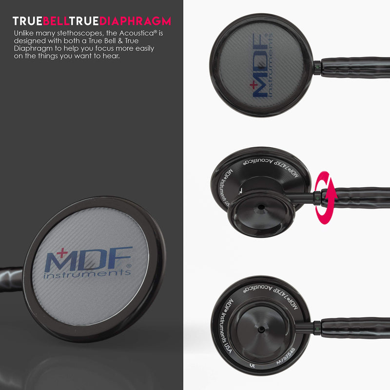 [Australia - AusPower] - MDF Instruments Acoustica Lightweight Stethoscope for Doctors, Nurses, Students, Black + MDF LUMiNiX Illuminator Medical Professional Diagnostic Penlight 