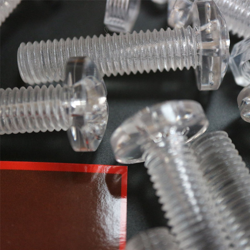 [Australia - AusPower] - Pack of 20 Transparent Clear Plastic, Pan Head, M10 x 40mm Nuts & Bolts -Acrylic Plastic Screws, (25/64 x 1 37/64 in) 