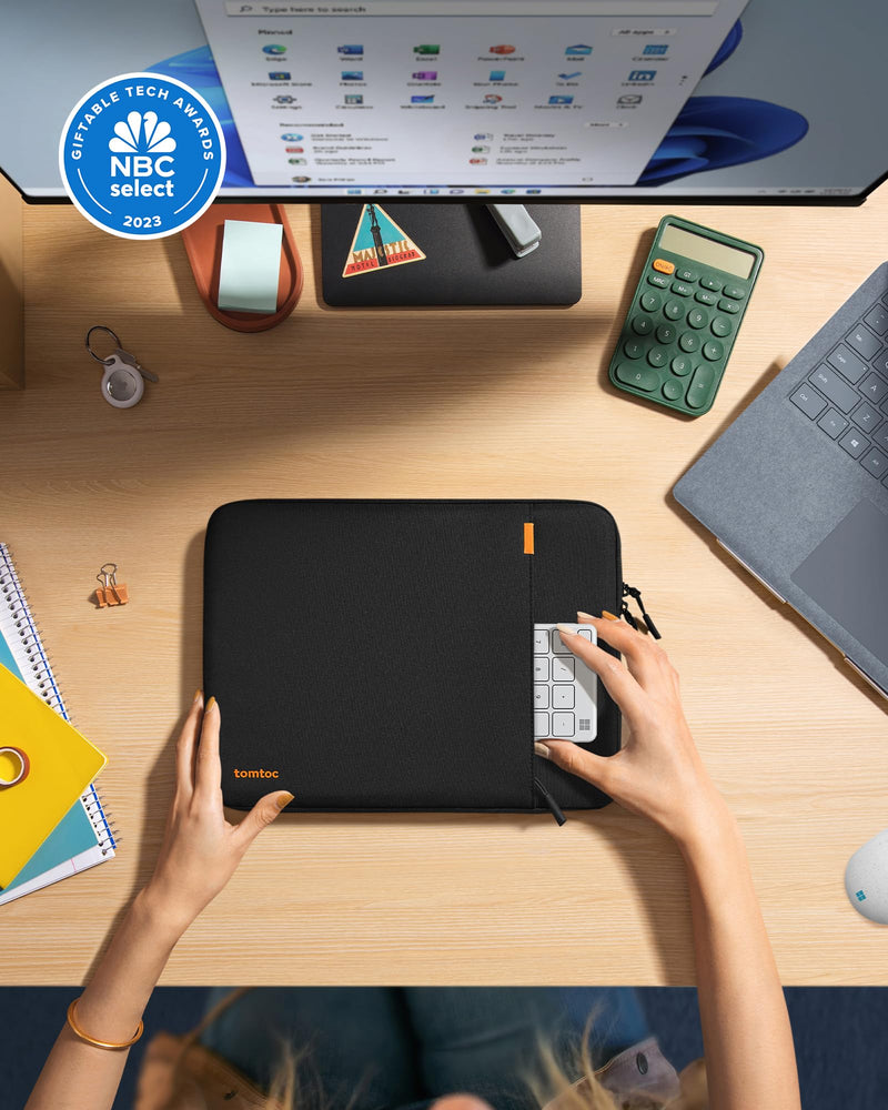 [Australia - AusPower] - tomtoc 360° Protective Laptop Sleeve for 13.5-14.4 Inch Surface Laptop Studio/6/5/4/3, Surface Book, Water-Resistant Laptop Case for Acer Aspire/Swift 14, ASUS Vivobook/Zenbook 14, Jumper EZbook X3 Black 